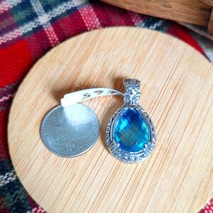 Bali Blue Quartz Pendant .925 Sterling Silver Natural
